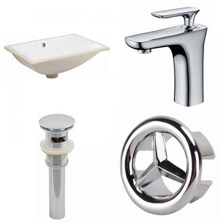 American Imaginations 18.25" W CUPC Rectangle Undermount Sink Set In White, Chrome Hardware, Overflow Drain Incl. AI-25968
